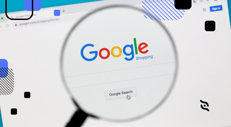 imagem de lupa em cima da ferramenta google shopping