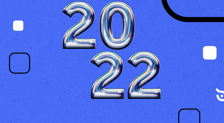 backgroud azul com balões de número 2022 na retrospectiva 2022