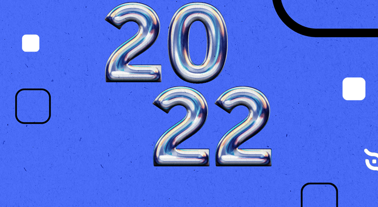 backgroud azul com balões de número 2022 na retrospectiva 2022